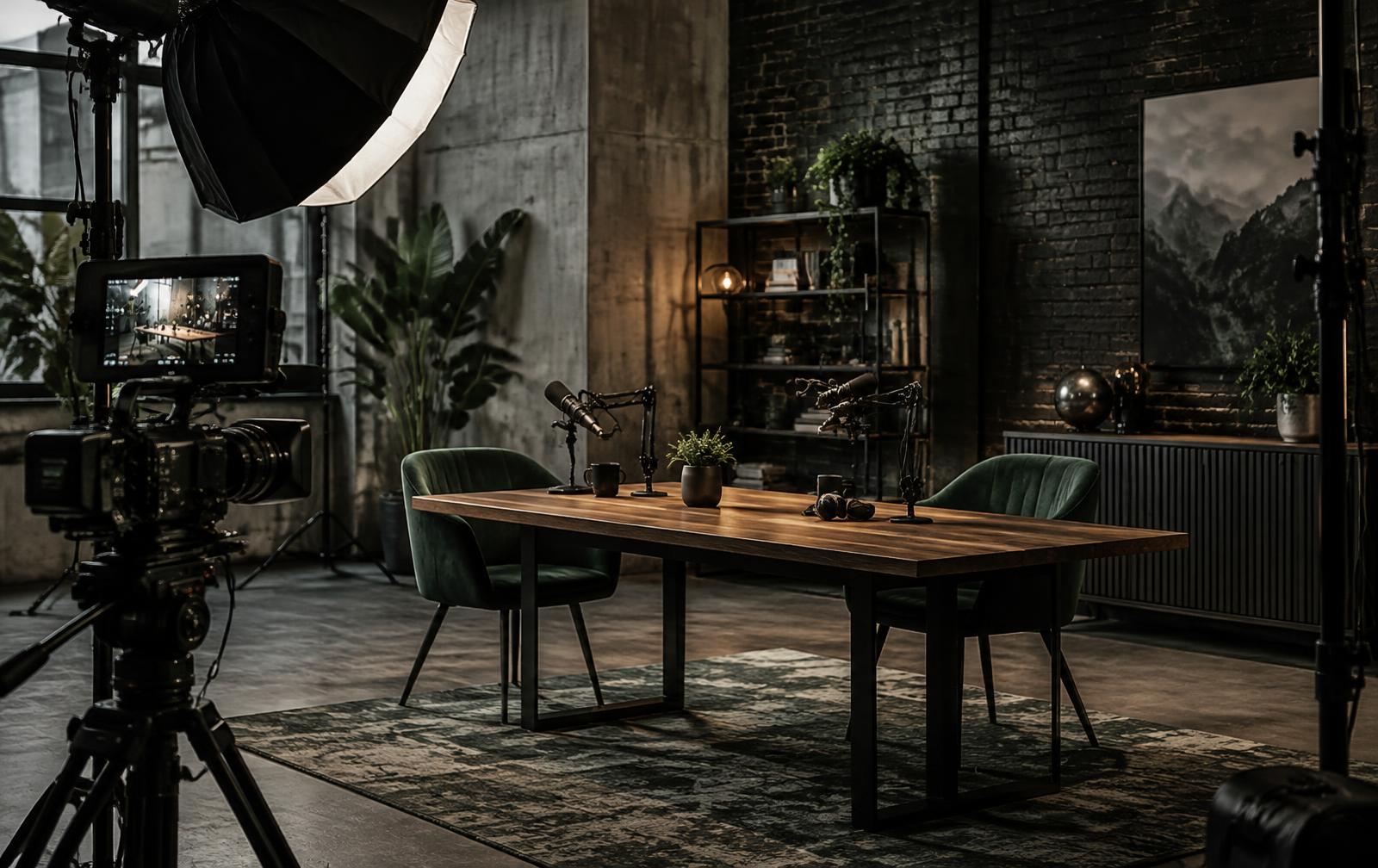 Camera rig and lighting set up in the Jungle Rooted studio